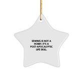 Sewing Gifts from Friends, Funny Sewing Star Ornament for Sewing Enthusiasts, White Star Shaped Star Ornament for Christmas Unique Gifts - Image 1